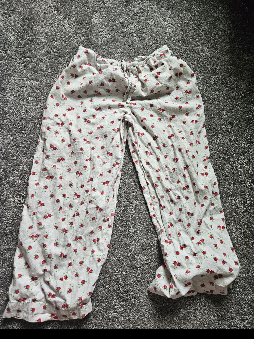 Colsie Cream Jogger Pants with Small Red Floral Print